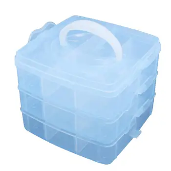 

Blue Plastic Empty 3 layer Storage Case Box Nail Art Craft Makeup