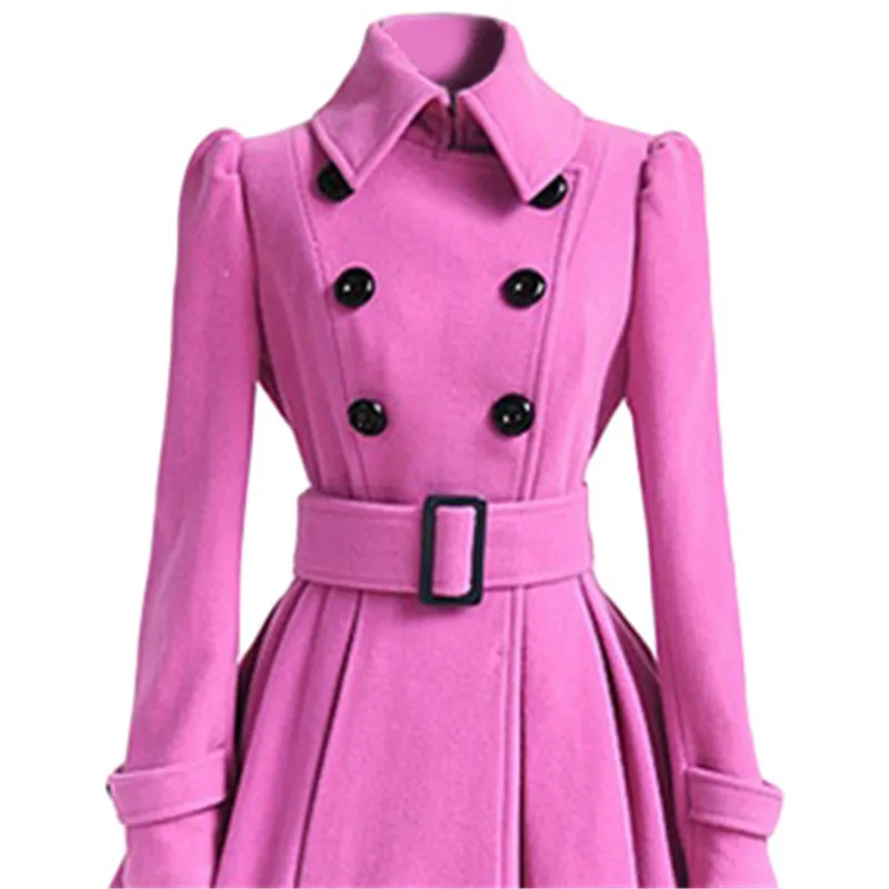 Зимнее женское элегантное приталенное шерстяное пальто с карманами, Высококачественная уличная одежда в Корейском стиле, пальто большого размера 5xl