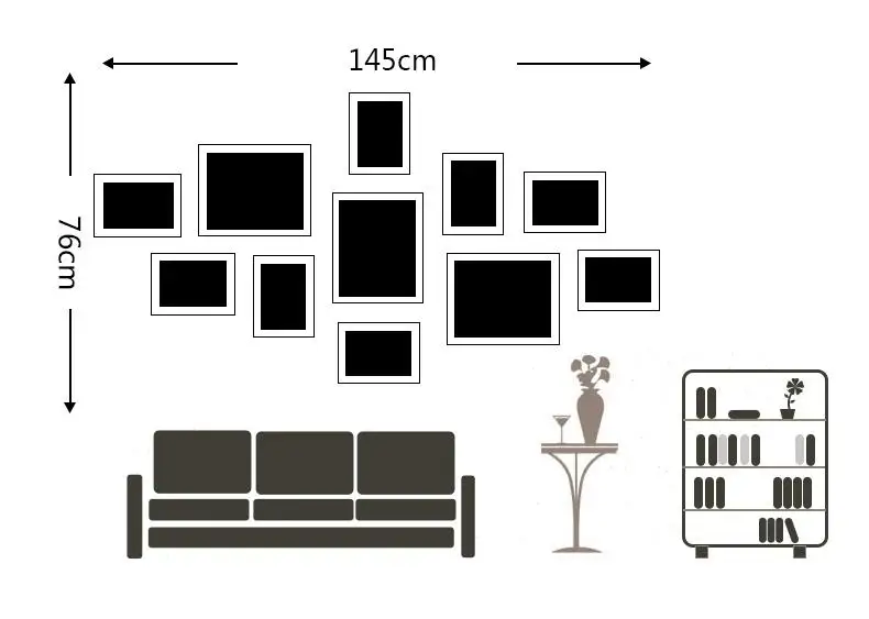 11 шт. черно-белые настенные подвесные рамки для фотографий, набор картин для прихожей, спальни, гостиной, украшения для дома, бренд