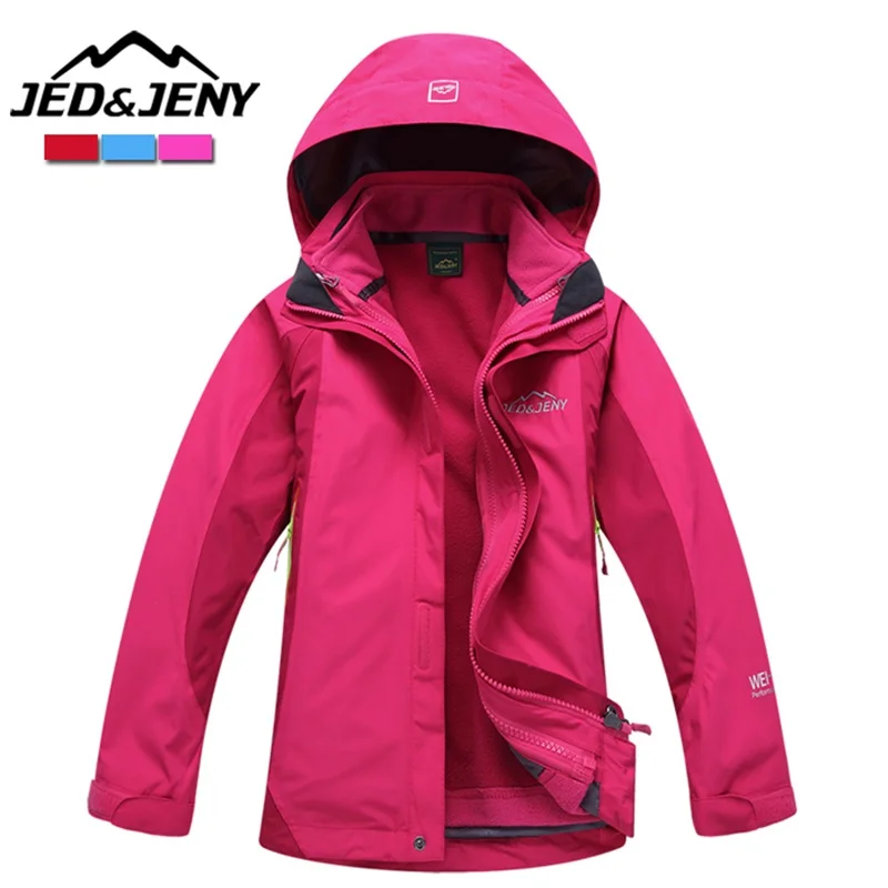 

new Child 3in1 Ski Snowboard Outdoor Jacket Boy girl 2-piece Softshell Hooded Windbreaker Children Climbing Camping Hiking Coats