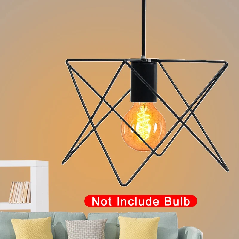 

Romantic Creative Light E27 Metal Hanging Lamp Black Scandinavian Living Room Dinning Room Minimalist Retro Chandelier Parlor