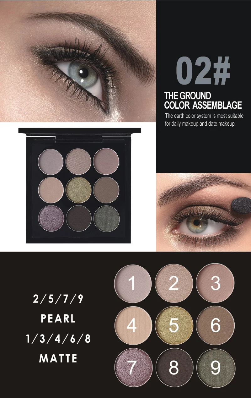 MRC Trendy Eyes Makeup 9 Colors Metallic Eyeshadow Palette Nude Matte and Shimmer Eye Shadow Make Up Palette