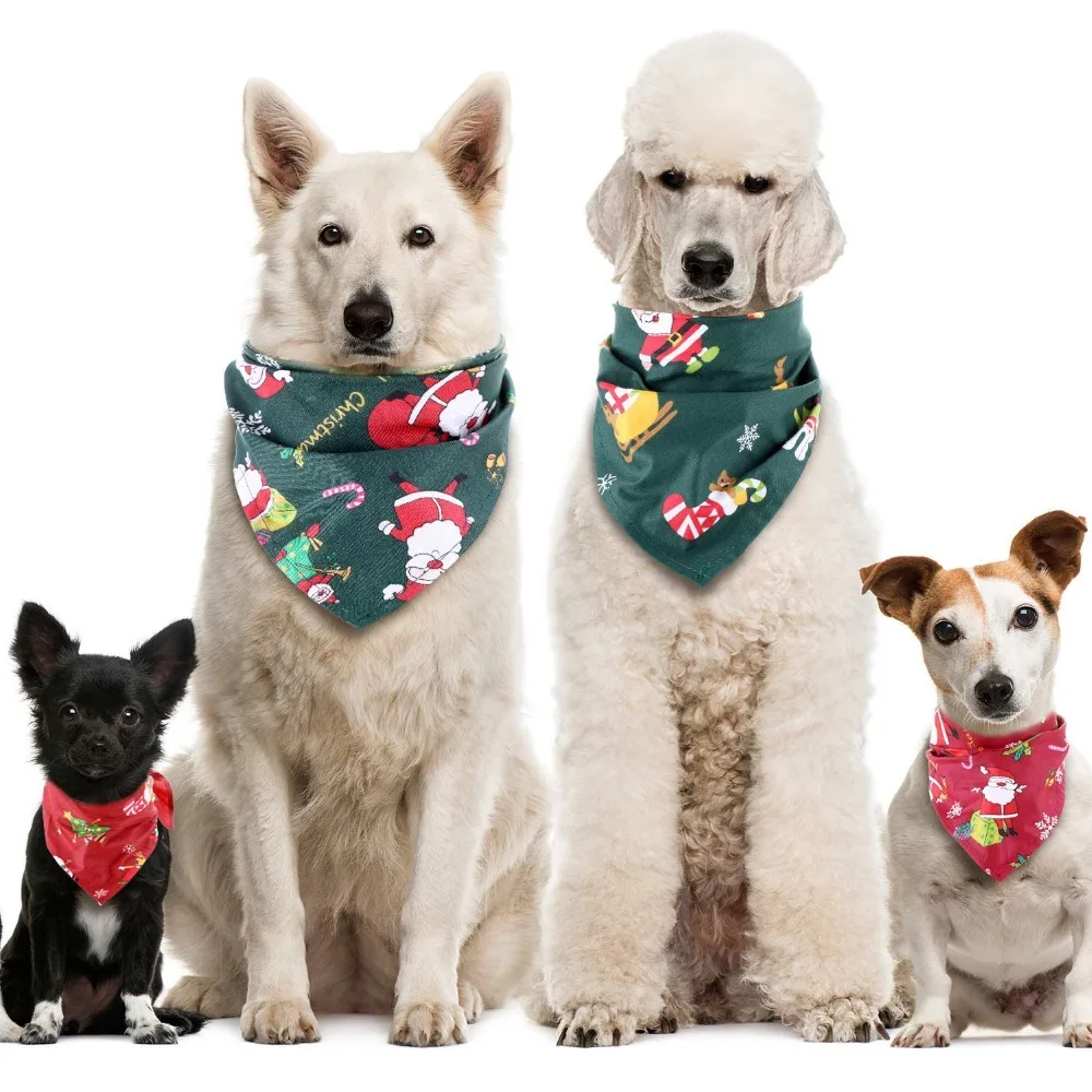 

Dog Cat Bandana Christmas Pet Collar Scarf Bib Grooming Accessories Triangular Bandage Collars for Small Medium Large Dogs Cats