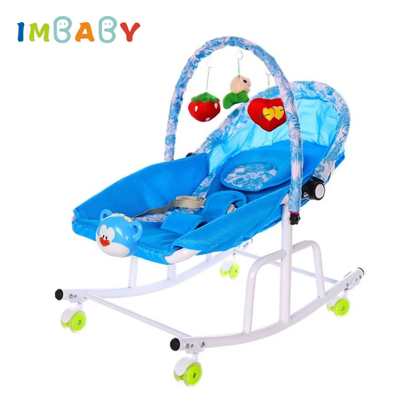 IMBABY Disassemble Metal Baby Cradle With Light Music Player Cradle Swings For Baby Children Bassinet Rocking Chair For Newborns