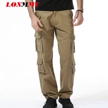 LONMMY плюс размер 40 брюки карго для мужчин модные хлопковые мужские брюки со многими карманами военная одежда брюки весна осень