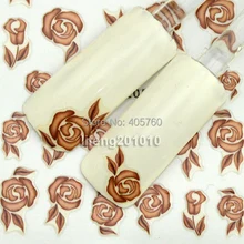 5 листов/партия, розничная, 3D, коричневая роза, цветочный дизайн, клей для накладных ногтей, наклейки, наклейки, Декорации для телефона, советы 053
