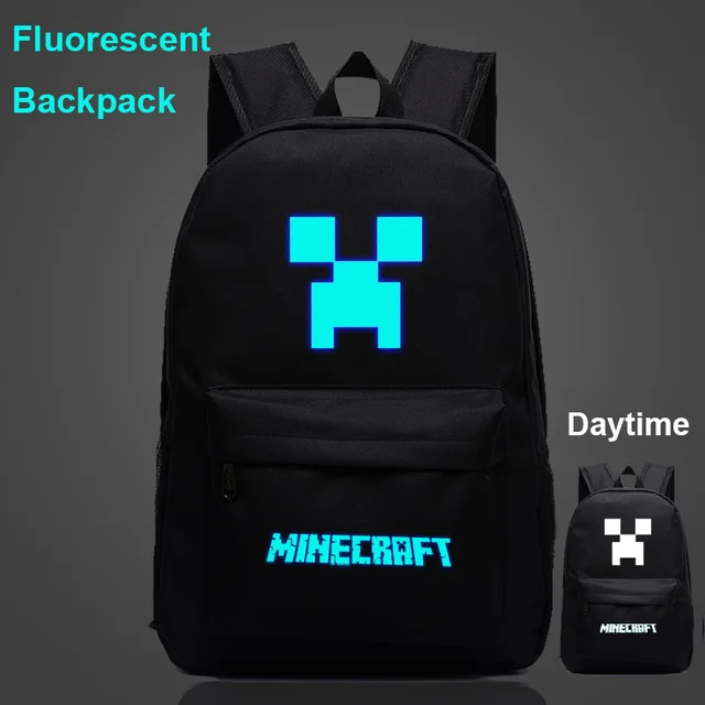 Fluorescente juego Minecraft Creeper niño niña Bolsa Escolar mujer mochila mochilas para adolescentes lona hombres mochilas de Estudiante|Mochilas| - AliExpress