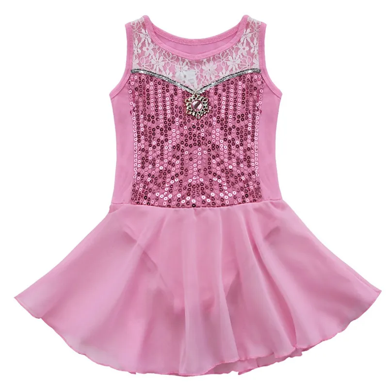 FEESHOW Девушки Балетные и гимнастические трико платье с блестками без рукавов розовый синий лед шелка танцевальное платье для танцевальная одежда для балерины