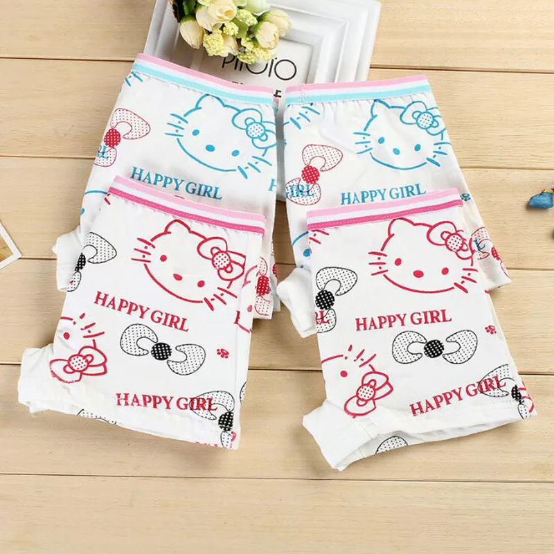 1 шт./лот детское нижнее белье из хлопка женский мультфильм печатных Happy Cat для