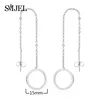 SMJEL Stainless Steel Circle Drop Earrings Women Round Threader Earrings Long Ear Line Chain Ear Fashion Earings Jewelry ► Photo 2/6