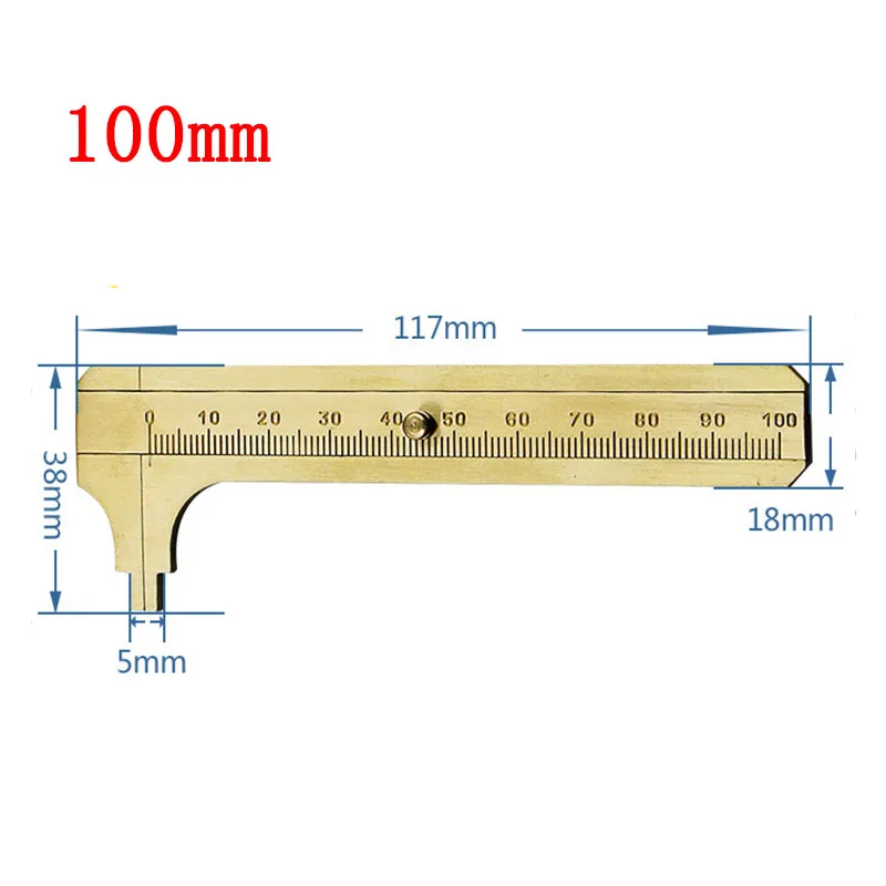 Высокое качество Мини медный калипер из чистой меди vernier двухшкальная измерительная линейка портативная ретро - Цвет: dan-100mm