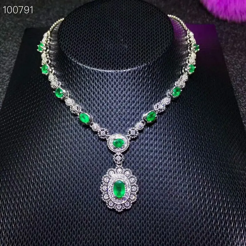 [MeiBaPJ] роскошное ожерелье с кулоном из натурального изумруда с сертификатом 925 чистого серебра, хорошее свадебное ювелирное изделие для женщин