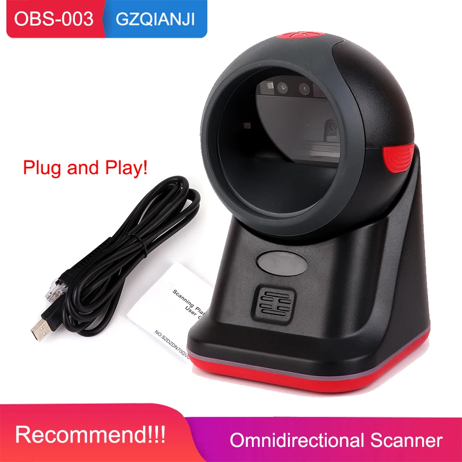 

OBS-003 Laser Flatbed Barcode Scanner 20 Lines Desktop Omnidirectional Bar code Reader 1D laser barcode scanner 1D scaner USB