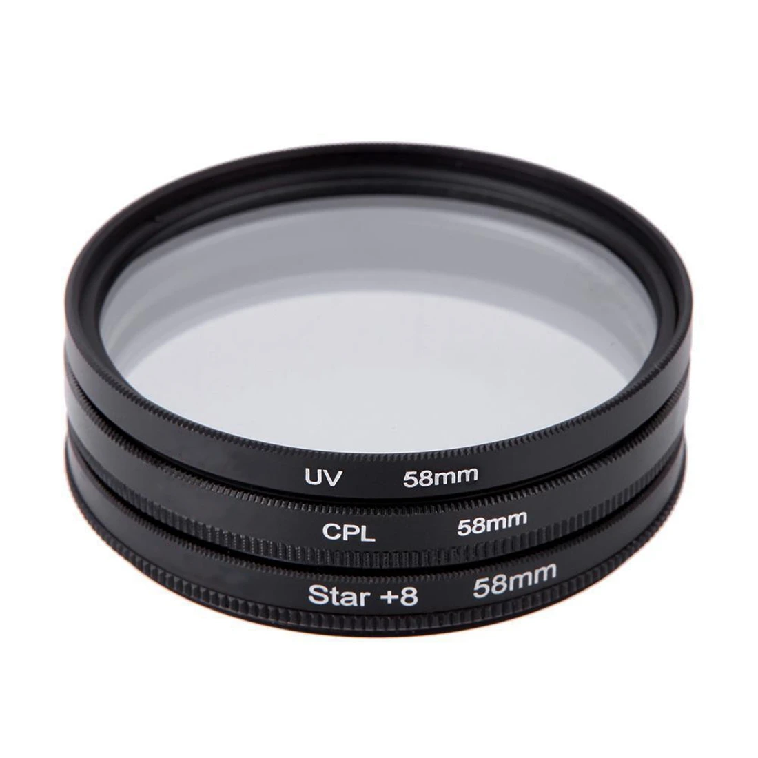 58mm Filter Set UV+ CPL + Star 8 Point Filter Kit for Canon Nikon Sony