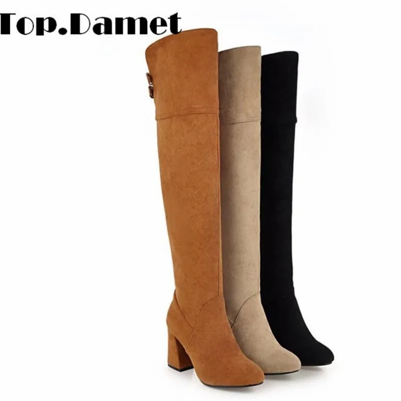 

Top.Damet Thigh High Boots Women Autumn Winter Pointed Toe Zipper Long Motorcycle Boots High Heel Platform Over the Knee Boots
