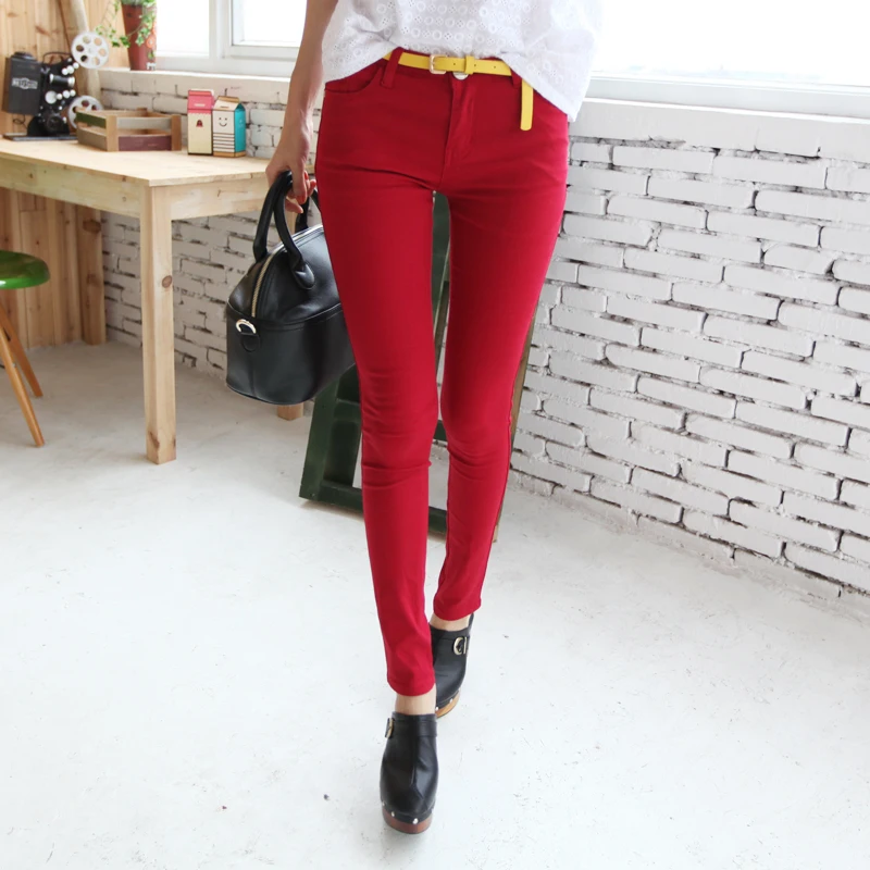 2013 women's solid color all match cotton slim skinny pants tight fitting basic casual pants