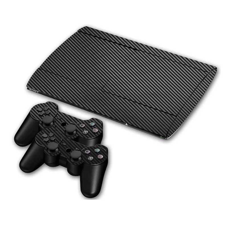 Виниловый стикер из углеродного волокна для Sony PS3 Super Slim 4000 консоль и 2 контроллера