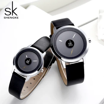 

Shengke New Creative Couple Watches Elegant Casual Ladies Lovers Quartz Clock Waterproof Leather Strap Wristwatch Relojes Mujer