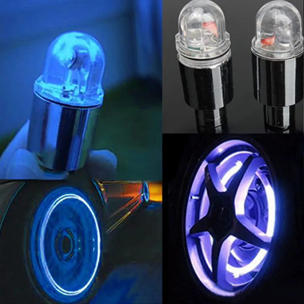 Top Hot Sale 1Pair Lightweight Alloy Universal Flashing Bulbs Car Motorcycle Wheel Lights Cap Cycling Bike Valve LED Light 4
