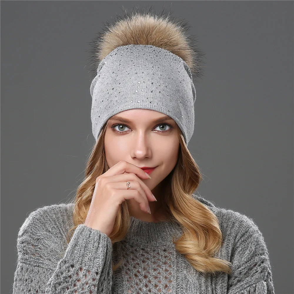 

Hedging Cap warm Hat Women's Knitted Wool Rabbit hair Skullies Beanie Soft Outdoor Fall Hat Winter Female Thick Baggy Bonnet