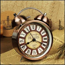 2016 neue Twin Glocke Wecker Metall Finish Desktop für Schlafzimmer Kindernacht Uhr mit Nachtlicht Funktion Römischen Zahlen