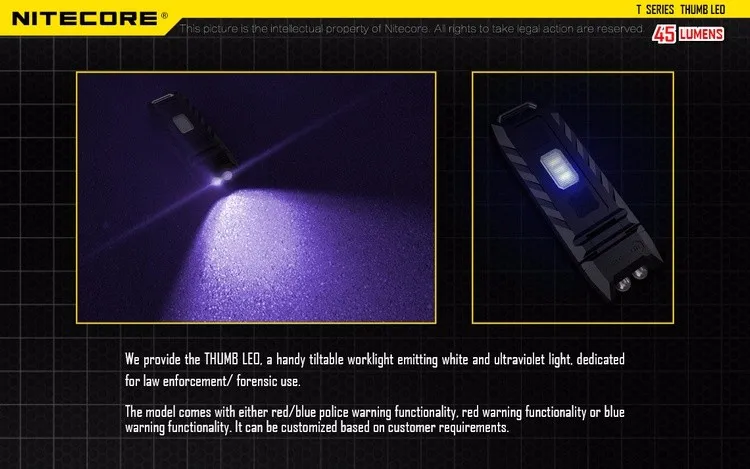 Topsale NITECORE THUMB mini USB Перезаряжаемый высокопроизводительный светодиодный светильник Удобный Универсальный Наклонный уличный кемпинговый белый+ красный светильник