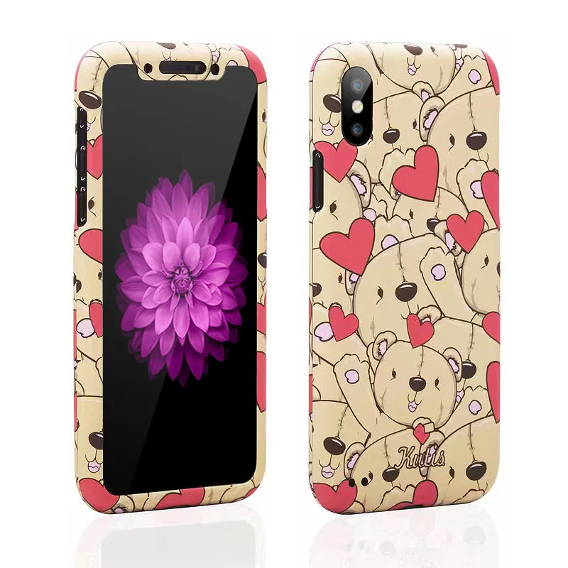 

Cartoon Luminous 360 Full Body Case For iPhone 6 6s 7 8 Plus X Xs Max Hard PC Cute Animal Cat Bear Unicorn Protection Cover Capa