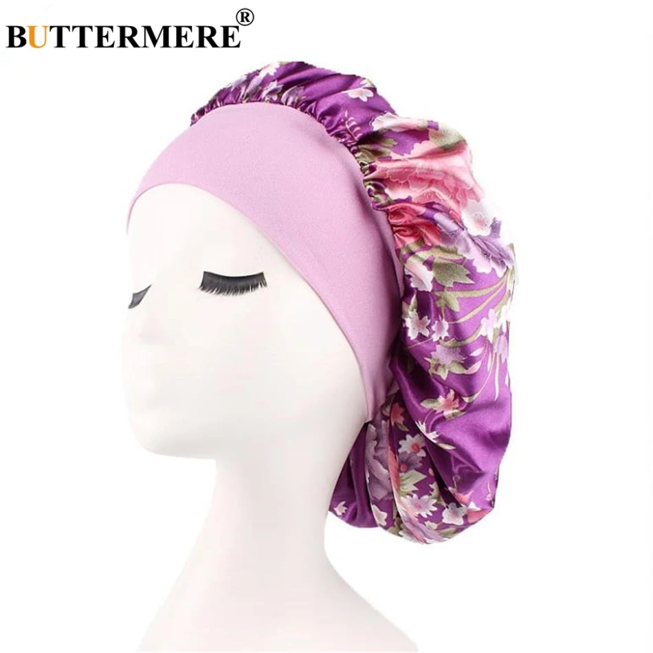 

BUTTERMERE Women Chemo Hats Flower Head Scarf Turban Beanies Headwear Headscarf Bandana Cancer Loss hair Purple Sleep Night Caps