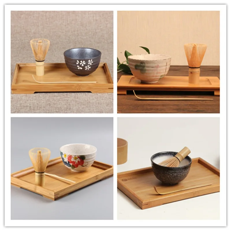 4 Style 3pcs set Coffee Tea Sets Tea Ceremony Matcha Ceramic Tea Bowl Bamboo Scoop Matcha