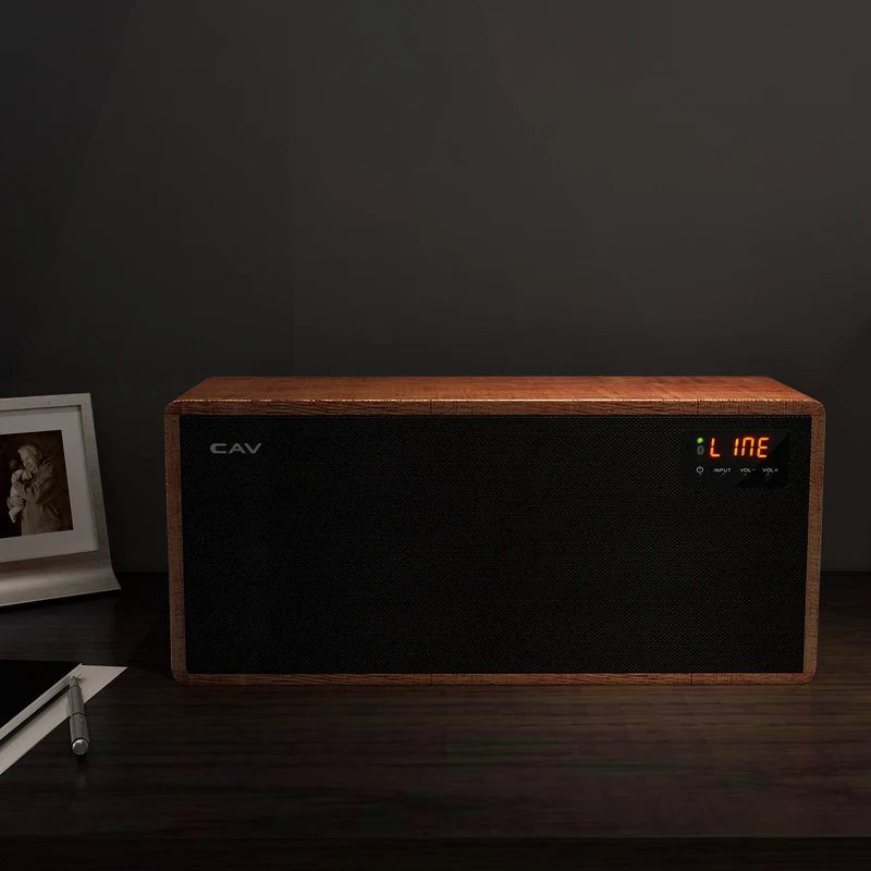 Excellent CAV AT60 Bluetooth Speaker 2.1 Portable Speaker Channel Wooden Aux Optical Coaxial Usb Input Deep Bass Speaker 5.25" Woofer 4 EQ 5
