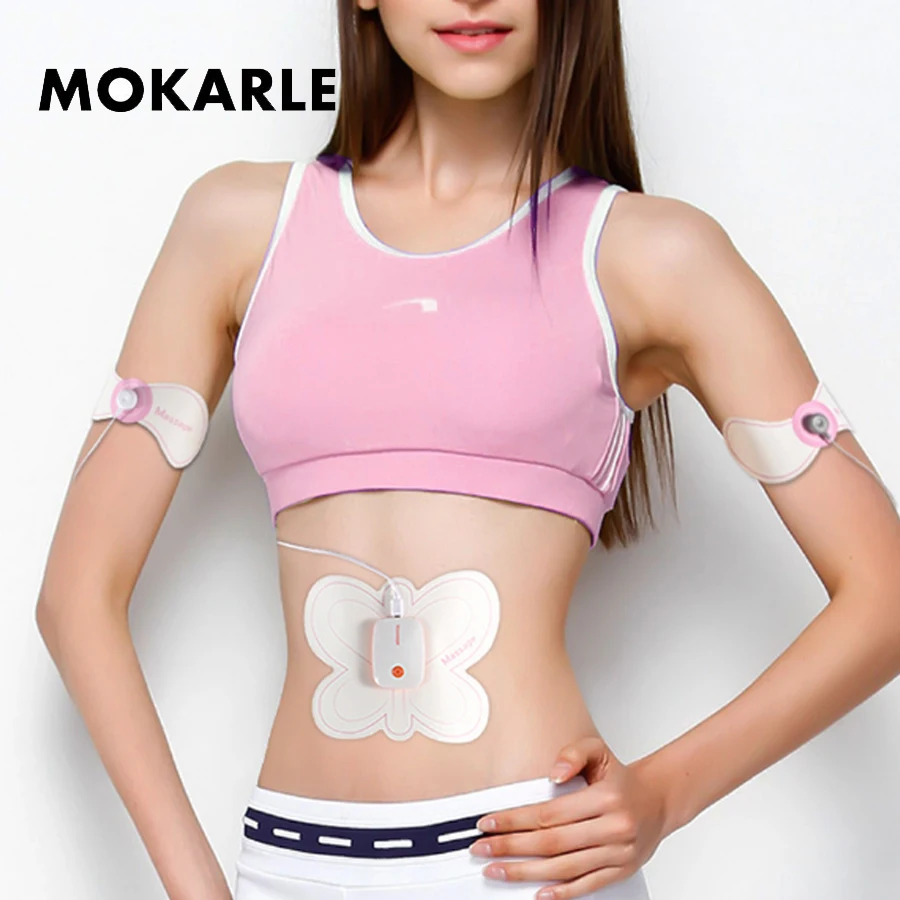 Electric Pulse Smart abdominal Muscle Stimulation Body Massager Butterfly Design Slimming Exerciser Training Device for women
