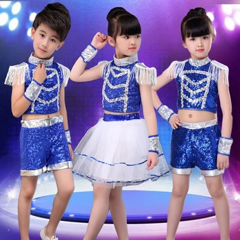 

Songyuexia New Kids'Jazz Hip-hop Show Costume Segments Hip-hop Stage Set Drum Show Costume