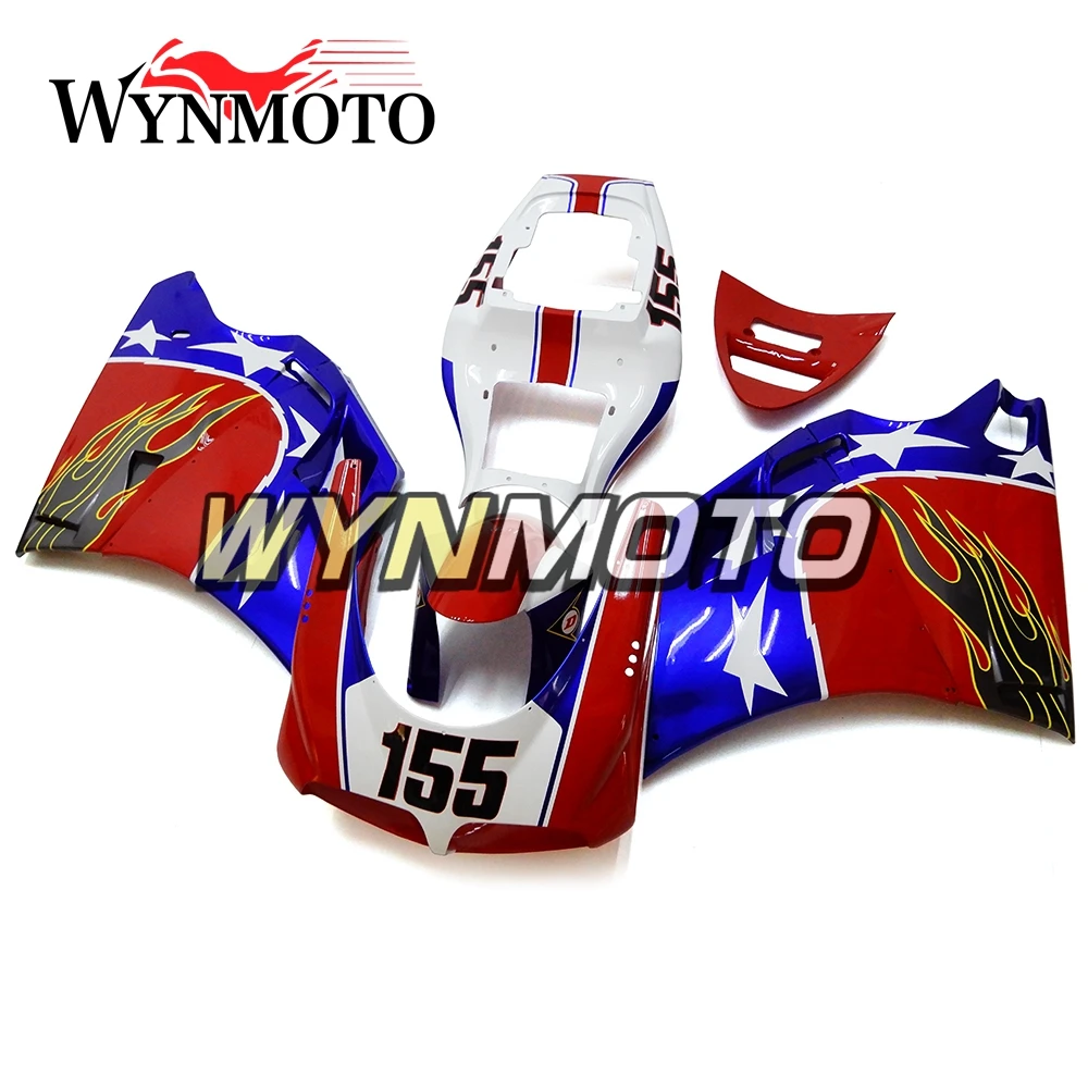 Полный мотоцикл синий красный Звезда Обтекатели для Ducati 996 748 916 998 Biposto 1996-2002 ABS Пластиковые обтекатели комплект Cowlings