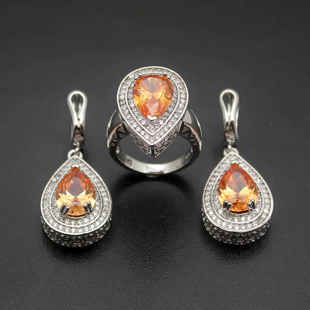 Waterdrop Jared Jewelry Green , Purple , Orange Crafted Gift 925