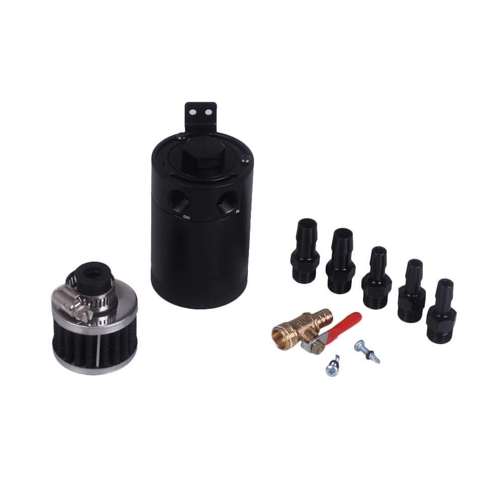 

Billet Aluminum Engine Baffled Universal Oil Catch Can Tank with Oil Separator for BMW