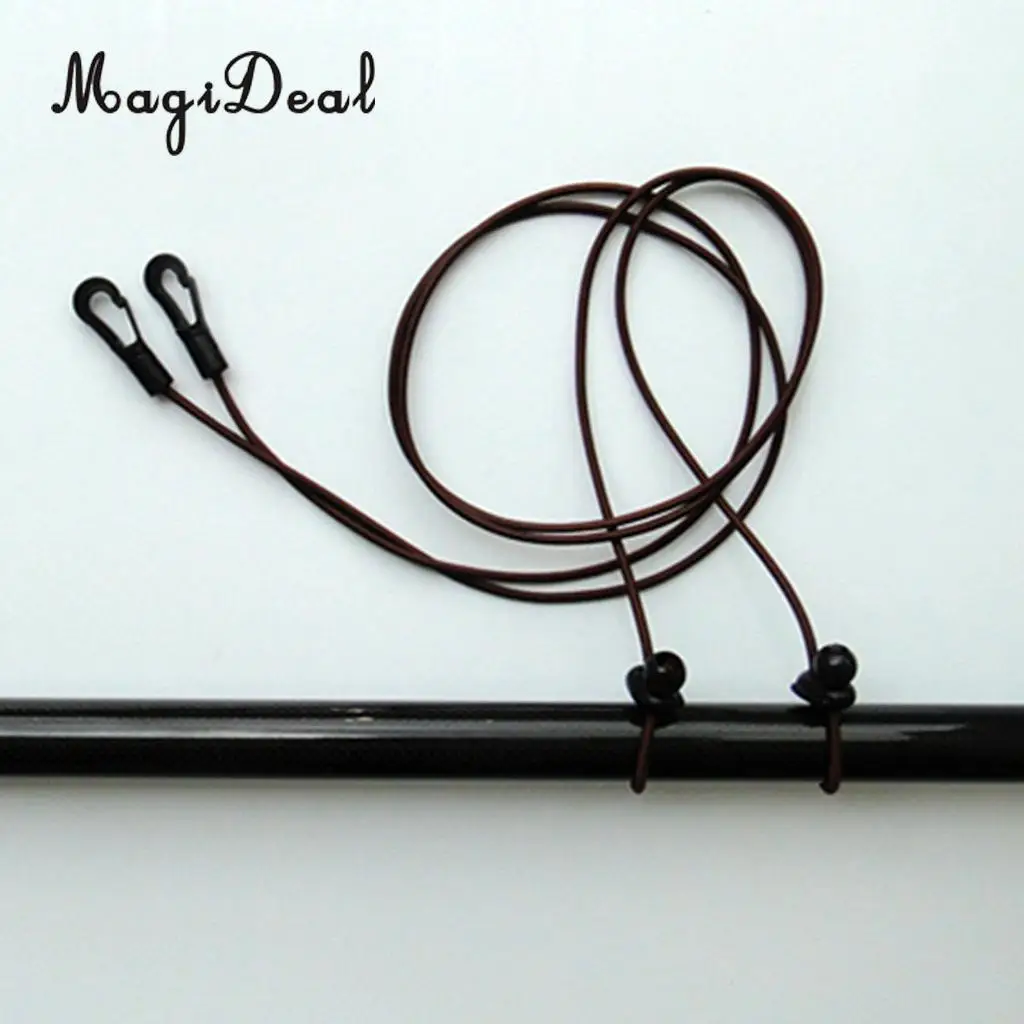 MagiDeal 2 Pieces 1.2m Elastic Kayak Paddle Leash Bungee Fishing Rod Lanyard Orange/Coffee
