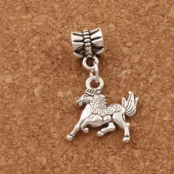 

100pcs Coin Horse Charm Beads Big Hole Bead Birthday Gift 15x27mm zinc alloy Dangle Fit European Bracelets Jewelry DIY B075