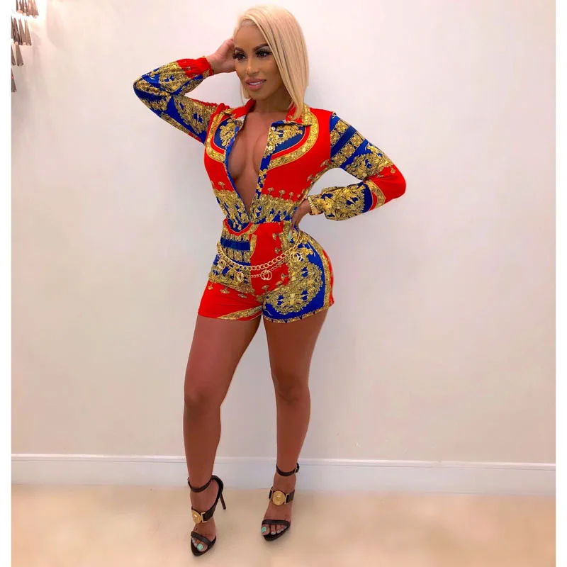 

Printed one Piece Set Women Tracksuits Autumn Spring Long Sleeve Button Up Shirt And Pant Ladies Boho Sweat Suit jumpsuits