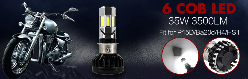 Farol de Motocicleta Branco para Scooter Led com Feixe Lâmpada Duplo hi - lo Alta Potência 6500k Atv Motocicleta 1:1 h4 Hs1 P43t 2 Online shopping
