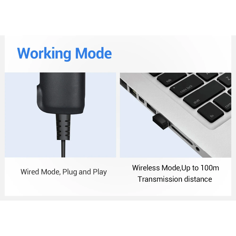 EYOYO EY-007S 1D 2.4 جيجا هرتز اللاسلكية الباركود ماسحة USB السلكية الليزر ضوء 1D بار رمز ماسحة قارئ اللاسلكية