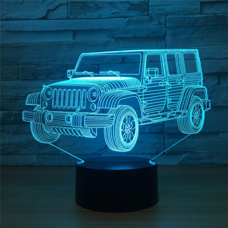 

LED 3D 7 Colors Changing Jeep Car Vehicle Acrylic Plate Night Light led USB Touch Switch led Bedroom lamps Party Decor for kids