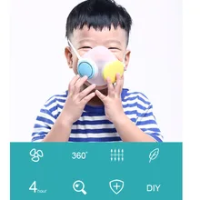 С изображением мультипликационных персонажей для детей анти-туман PM2.5 маска моющиеся наушники типа 4 часов Время в режиме ожидания 360 градусов уплотнение 400cm3 циркуляции полости тела