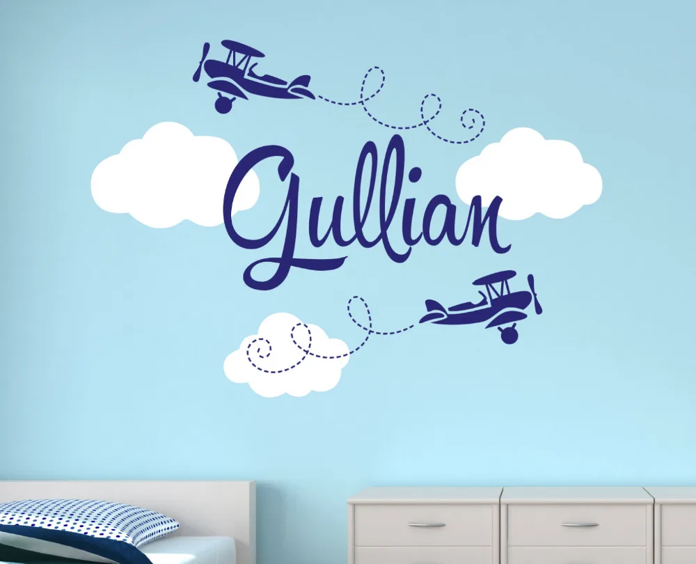 Us 8 98 25 Off Customize Name Airplane Large Wall Decals For Boys Bedroom Kids Room Nursery Art Stickers Baby Jw027 In Us 8 98 25 Off Customize Name Airplane Large Wall Decals For Boys Bedroom Kids Room Nursery Art Stickers Baby Jw027 In
