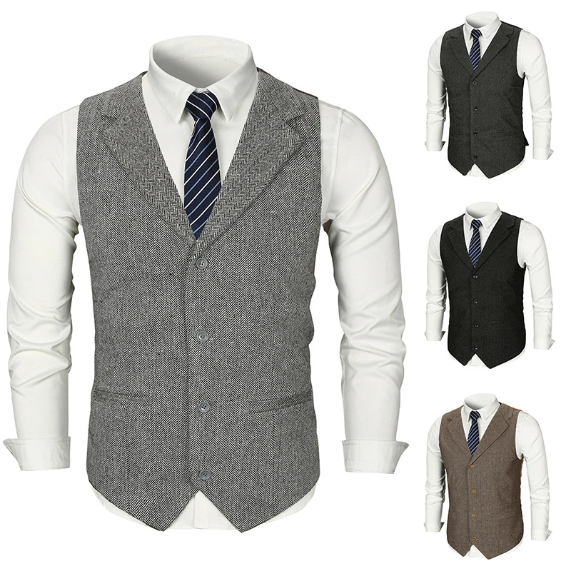 Платье из плотной шерсти для Для мужчин Slim Fit Для мужчин s Мужская жилетка, костюм жилет Homme Повседневное без рукавов для официальных мероприятий, деловой жилет куртка