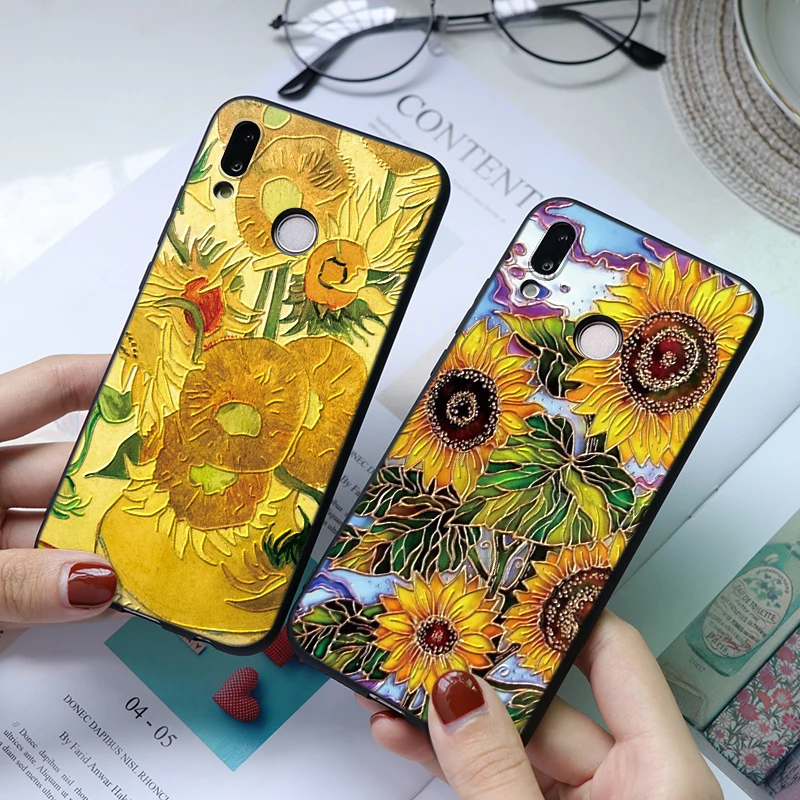 Чехол с 3D тиснением и подсолнухом для Huawei P20 Lite P30 Mate 10 20 Pro P Smart Plus 2019 чехол из ТПУ