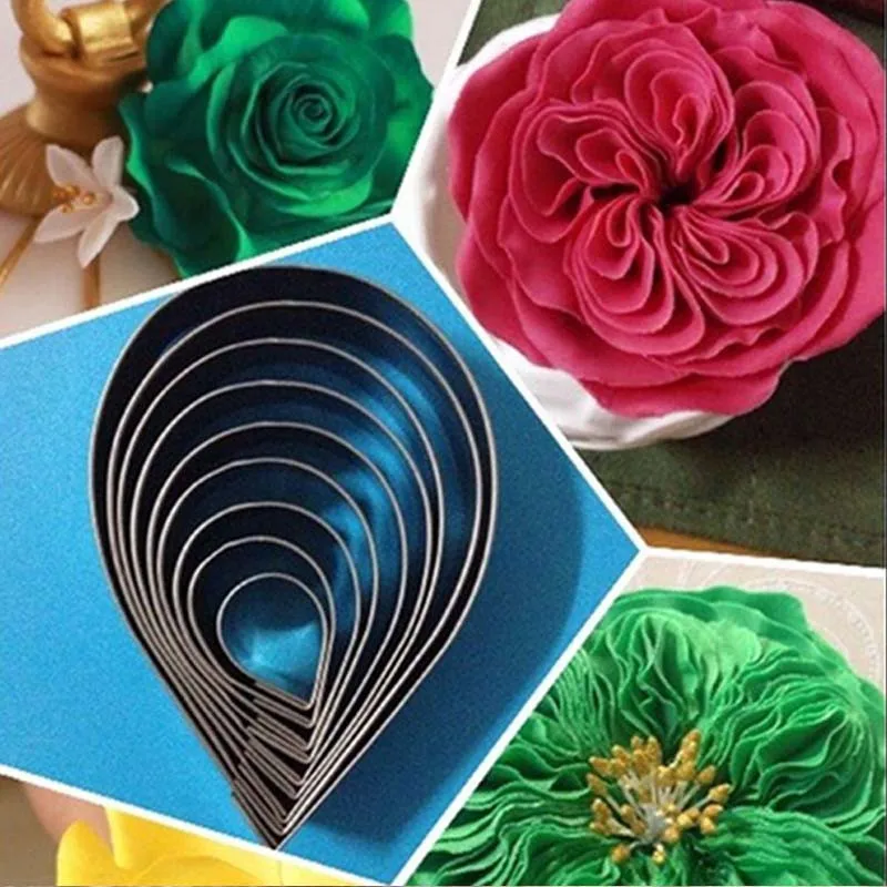 7pcs/set Flower Petal Cookie Cutters Mold Stainless Steel Cake Biscuit Moulds Fondant Sugarcraft Icing Mold Kitchen Baking Tools