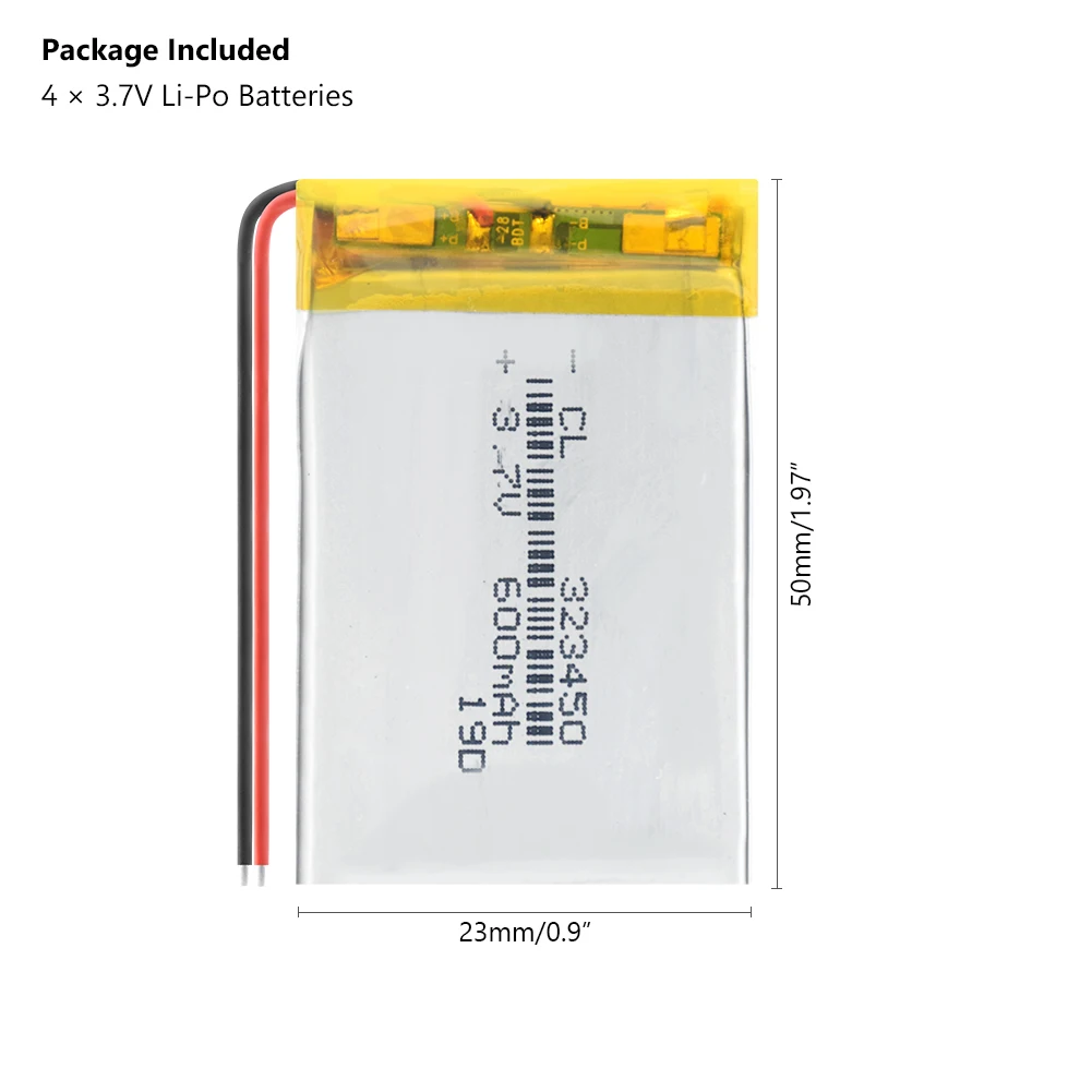 1/2/4 шт. 323450 li-po ion lipo аккумуляторов 3,7 v 600 мА/ч, литий-полимерная батарея 3 7 Вольт для dvd gps навигации