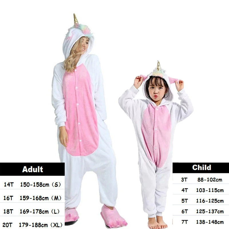 

Pink Unicorn Pajamas For Kids Adult Anime Cosplay Kigurumi Onesie Sleepwear Women Pijamas Hooded Cartoon One piece Jumpsuit