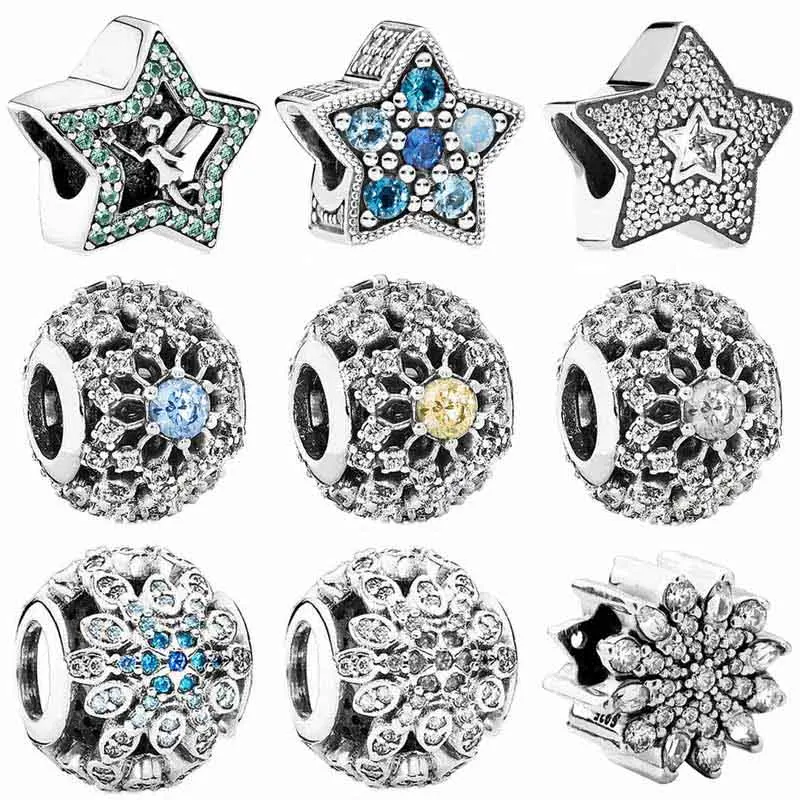 

Multicolor Snowflake Cinderella's Wish Bright Wishing Tinker Bell Star Beads Fit Pandora Bracelet 925 Sterling Silver Charm