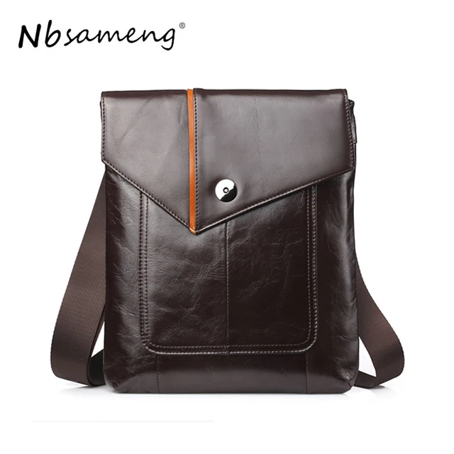 NBSAMENG 2018 New Fashion Vintage Genuine Leather Men Handbags Bag Shoulder Men